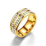 European and American foreign trade titanium steel full diamond double diamond row circumference diamond ring new popular ring source manufacturer cross-border exclusive supply - Image 2