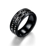 European and American foreign trade titanium steel full diamond double diamond row circumference diamond ring new popular ring source manufacturer cross-border exclusive supply - Image 5