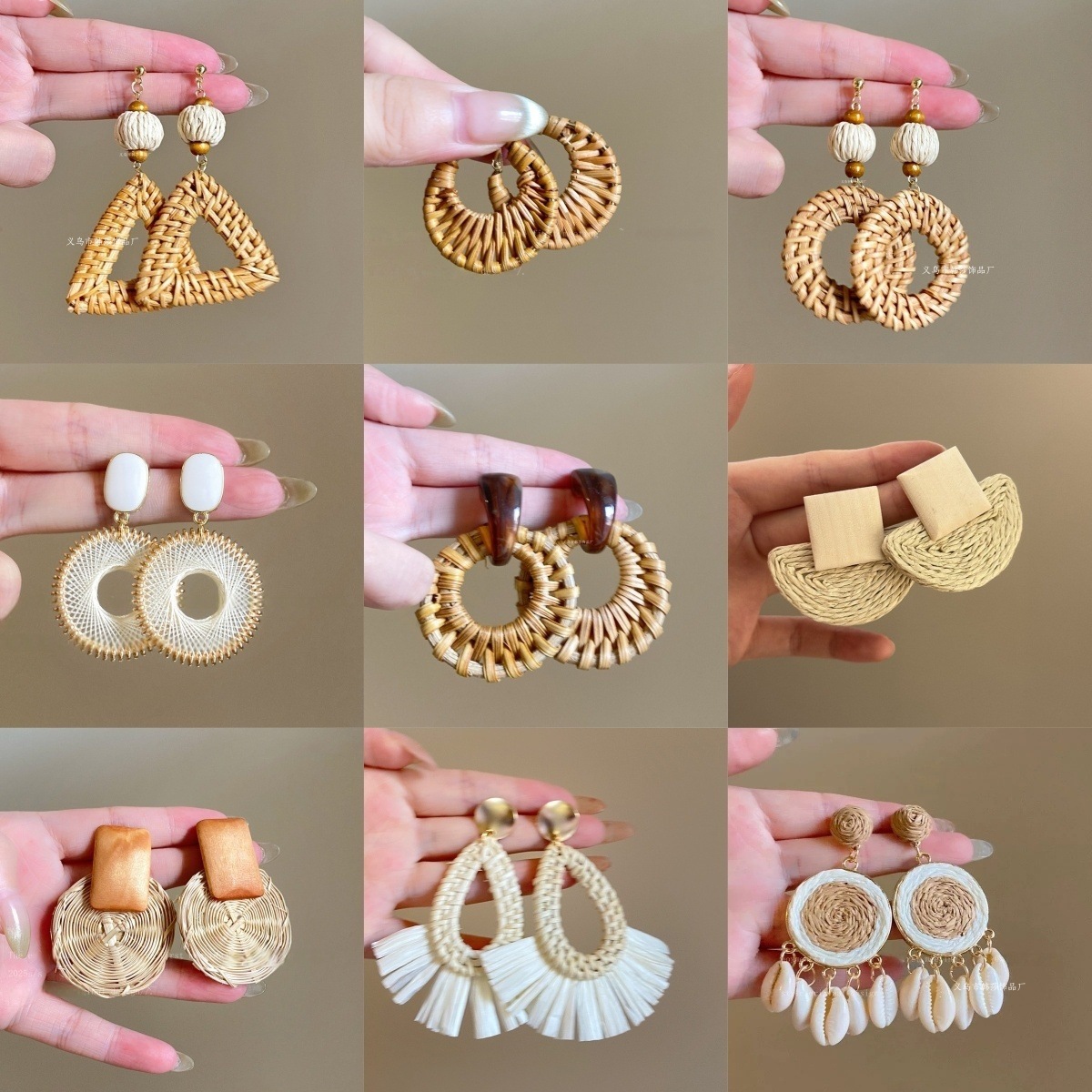 O1CN0146dyOT2MTHcG1tIKr_2215748619828-0-cib.jpg Silver needle rattan knitted round earrings, light luxury, high-end earrings, women's vacation style, fashion and versatility, earrings, and niche design - Image 1