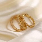 Best-selling three-piece fashion stacking rings with gold plating - Image 2