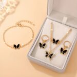 Double-layer layered oil dripping butterfly necklace bracelet earring