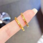 New Korean version simple crushed ice ice ring gold water ripple hand-hammered texture cold fashion accessories - Image 2