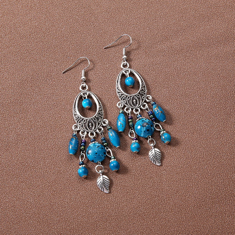 O1CN01J2gL6R1E5u7pJAFlF_2215525670301-0-cib.jpg Bohemian retro ethnic style European and American ancient silver earrings goddess jewelry show face thin earrings tassel long earrings - Image 1