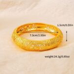 24K gold-plated light luxury style women's clip bracelet, wedding women's elegant wholesale hollow carved bracelet jewelry - Image 4
