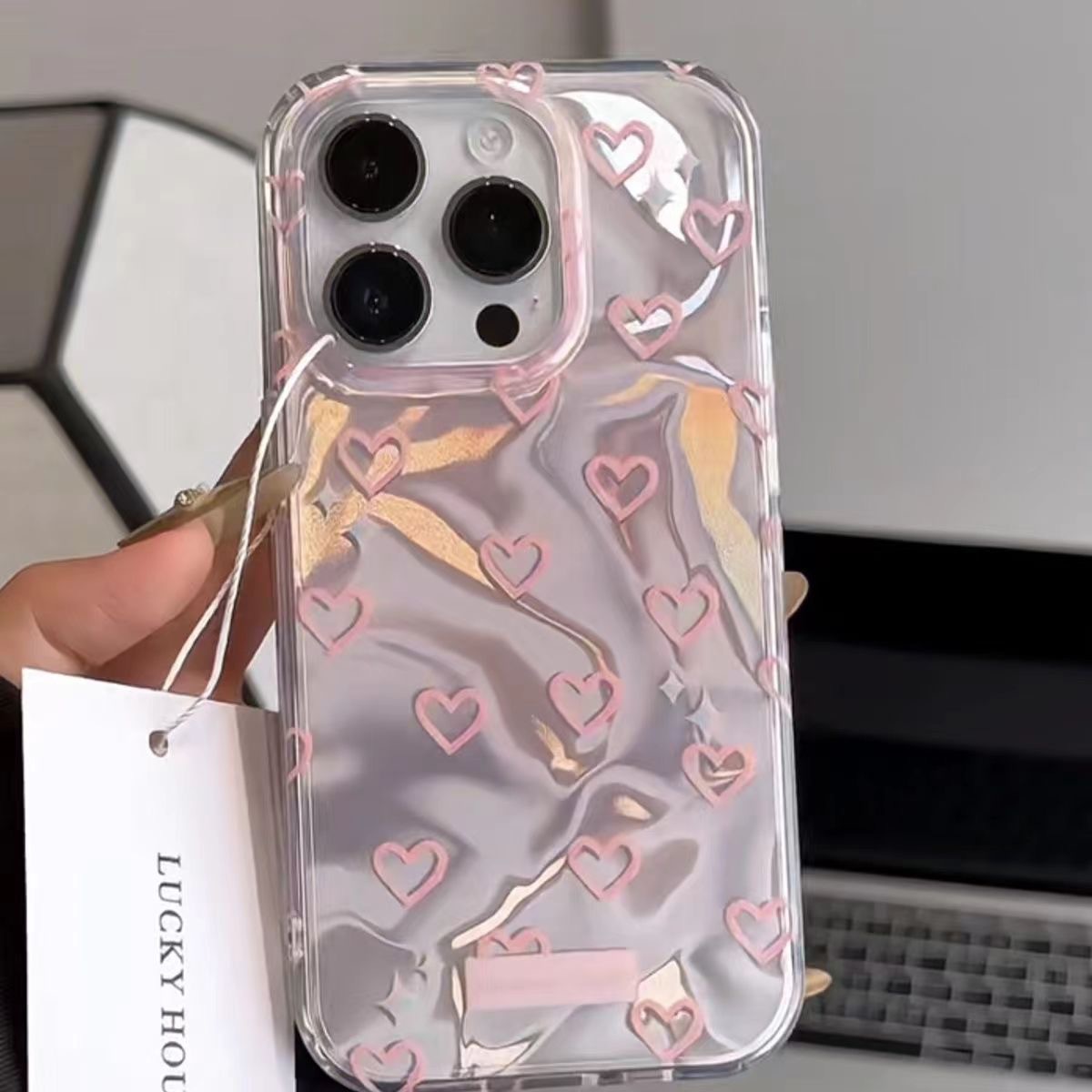 O1CN01MFH7uD1lJXHuIgdMN_2621974798-0-cib-1.jpg Water ripple love cover for iPhone 7 to iPhone 17 cover models - Image 1