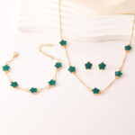 Lucky flower jewelry set female five-leaf clover necklace bracelet - Image 3