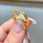 New Korean version simple crushed ice ice ring gold water ripple hand-hammered texture cold fashion accessories