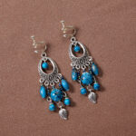 Bohemian retro ethnic style European and American ancient silver earrings goddess jewelry show face thin earrings tassel long earrings - Image 5