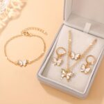 Double-layer layered oil dripping butterfly necklace bracelet earring - Image 2
