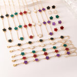 Lucky flower jewelry set female five-leaf clover necklace bracelet - Image 4