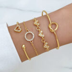 Alloy love knot bracelet set creative peach heart heart Bracelet