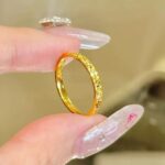 New Korean version simple crushed ice ice ring gold water ripple hand-hammered texture cold fashion accessories - Image 5