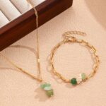 Jewelry, green crystal conch bracelet, two-piece jewelry set - Image 3
