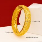 24K gold-plated light luxury style women's clip bracelet, wedding women's elegant wholesale hollow carved bracelet jewelry - Image 2