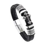 Leather woven vintage cross bracelet European and American cross-border fashion men's jewelry new style