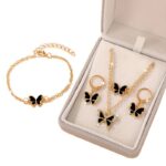 Double-layer layered oil dripping butterfly necklace bracelet earring - Image 5