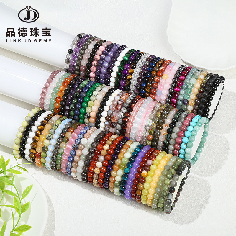 O1CN01K0avVp1uZrzjxtHGu_2021156052-0-cib.jpg Natural Stone Crystal Agate Round Bead Bracelet Tiger's Eye Stone Bead Bracelet - Image 1