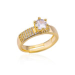 18K gold-plated full diamond light luxury non-fading opening ring women's zircon leaf ring women's - Image 5