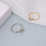 Jewelry Diamond Ring Simple Fashion Live Mouth Square Claw Diamond Ring Four Colours - Image 2