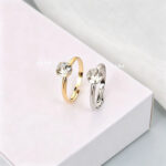 Jewelry Diamond Ring Simple Fashion Live Mouth Square Claw Diamond Ring Four Colours