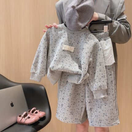 Grey floral sweatshirt set