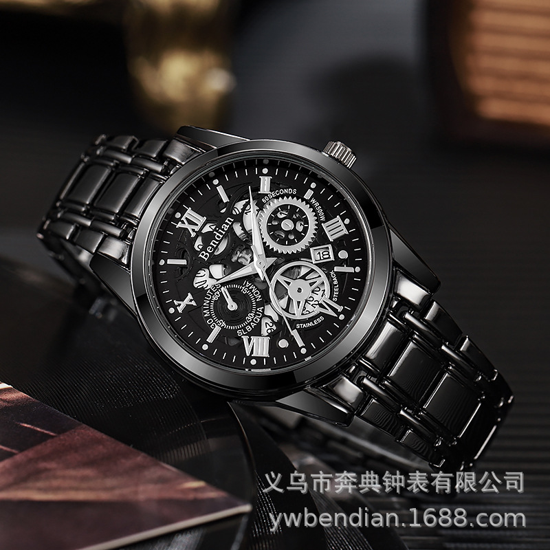 O1CN011HX3Cn1Cti76GvvpK_1924270139-0-cib-1.jpg Men's Light Luxury Skeleton Quartz Watch Luminous Hands, Waterproof & Roman Dial - Image 1