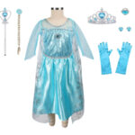 Girls' Frozen Elsa Princess Cosplay Dress Snowflake Costume Gown for Babies & Kids