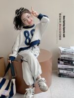 Girls' Spring Sports Set 2026 Stylish Pullover Sweatshirt & Casual Pants Two-Piece Outfit for Kids - Image 3