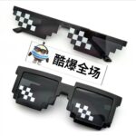 Funny Anime-Style Pixel Eyes TikTok Influencer Mosaic Sunglasses Disco Party Sunglasses