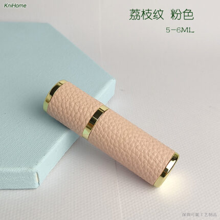 5ML gold shell; Lychee pattern: Pink; Zinc alloy veneer + inner glass bottle