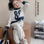 Girls' Spring Sports Set 2026 Stylish Pullover Sweatshirt & Casual Pants Two-Piece Outfit for Kids
