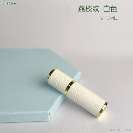 5ML gold shell; Lychee pattern: white; Zinc alloy veneer + inner glass bottle