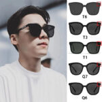 Korean Black-Frame Sunglasses for Men, Sun Protection Seaside Driving UV Protection for Round Faces Slimming Sunglasses, Free Shipping on Instagram