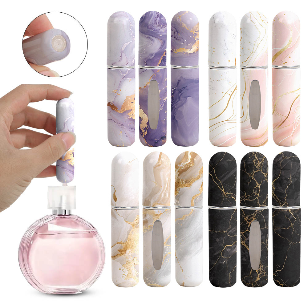 O1CN019gA0Fa1vNnC9JZxjq_2216644336161-0-cib.jpg 5ml Marble Print Bottom-Fill Perfume Atomizer Luxury Portable Travel Refillable Spray Bottle - Image 1