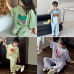 Children's SuitsNew Modal LoungewearQuarter-Sleeve PajamasBoysGirlsThin, Breathable, Summer Air-Conditioned Clothes