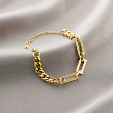 Square frame panelled chain gold