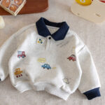 Boys' Casual Lapel Collar Pullover Sweatshirt for Spring & Autumn
