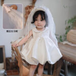 White tank dress Q190 with three buttons   birthday hat included