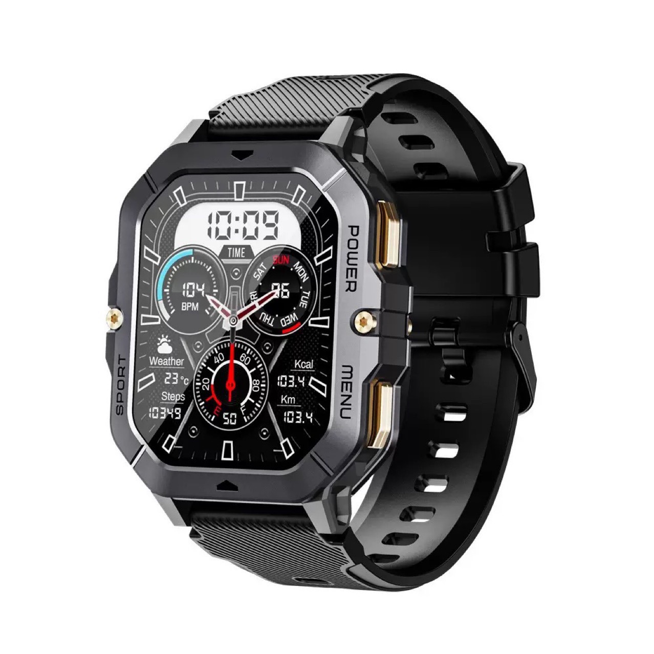 O1CN01HcnNtb1wwtDZEz74K_2218945756373-0-cib-1.jpg C28 Outdoor Rugged Smartwatch Bluetooth Calling, Heart Rate & Blood Pressure Monitor for Students and Professionals - Image 1