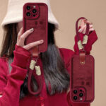 Good Luck Pony Lanyard Phone Case  Chinese New Year Sheepskin-Texture Silicone Cover for iPhone 17, 16, & 15 Pro Max - Image 2