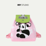 Panda Grandpa Cartoon Knit Handbag & Backpack Spring/Summer Large-Capacity Drawstring Shoulder Bag - Image 4