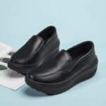 White MD Sole Platform Rocker Shoes  Comfortable Wedge Nurse & Work Sneakers For Women