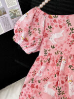 Girls' Summer Cotton Silk Floral Princess Dress Short-Sleeve Full-Print Dress for Babies & Kids - Image 5