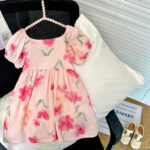 Girls' Summer Cotton Silk Floral Princess Dress Short-Sleeve Full-Print Dress for Babies & Kids - Image 9
