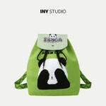 Panda Grandpa Cartoon Knit Handbag & Backpack Spring/Summer Large-Capacity Drawstring Shoulder Bag - Image 5