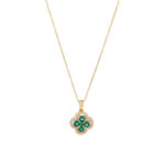 Rotating emerald four-leaf flower necklace women's light luxury niche design sense advanced 2025 new temperament collarbone necklace - Image 5