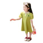 Girls summer dress princess dress foreign style polo neck skirt kids puff sleeve dress thin princess dress - Image 5