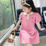 Girls summer dress princess dress foreign style polo neck skirt kids puff sleeve dress thin princess dress - Image 2