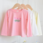 Girls' Thin Long-Sleeve Base T-Shirt Spring/Autumn Trendy Inner Top for Babies & Little Girls