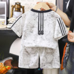 Children's short-sleeved sports set, new summer boys' casual summer clothes, baby shorts, two-piece set stylish children's wear - Image 4